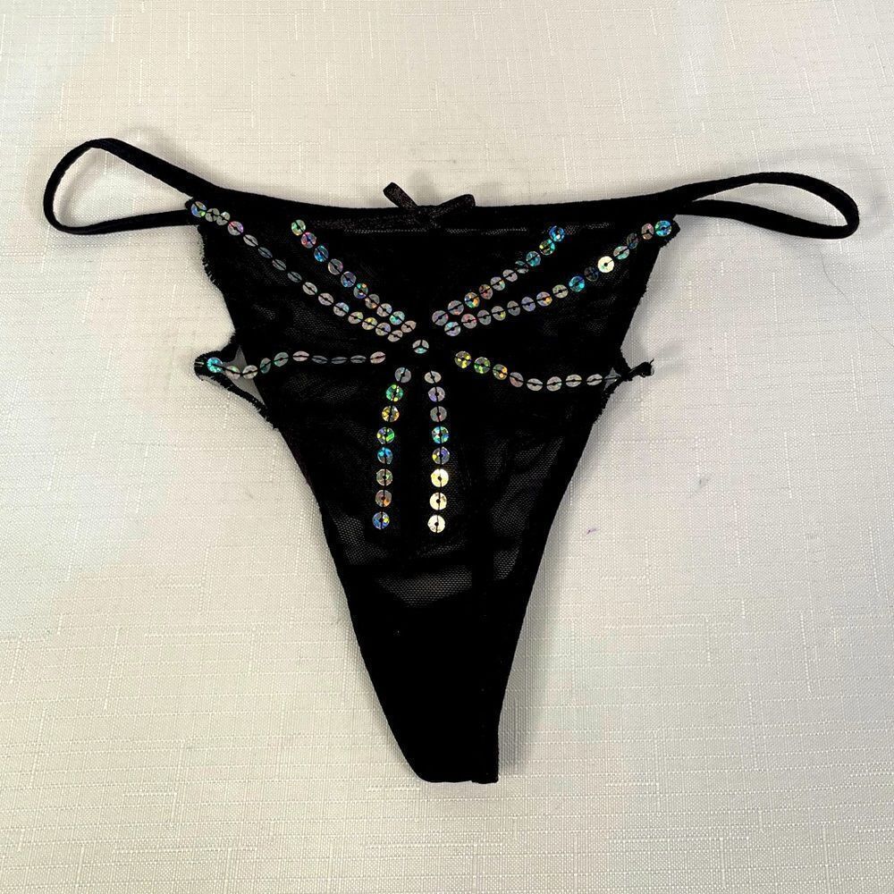 BLACK SEQUIN G-STRING SIZE 7 by INTIMATES NWOT - Picture 2 of 5